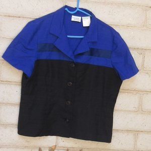 HALMODE PETITES Large Royal Blue & Black Top